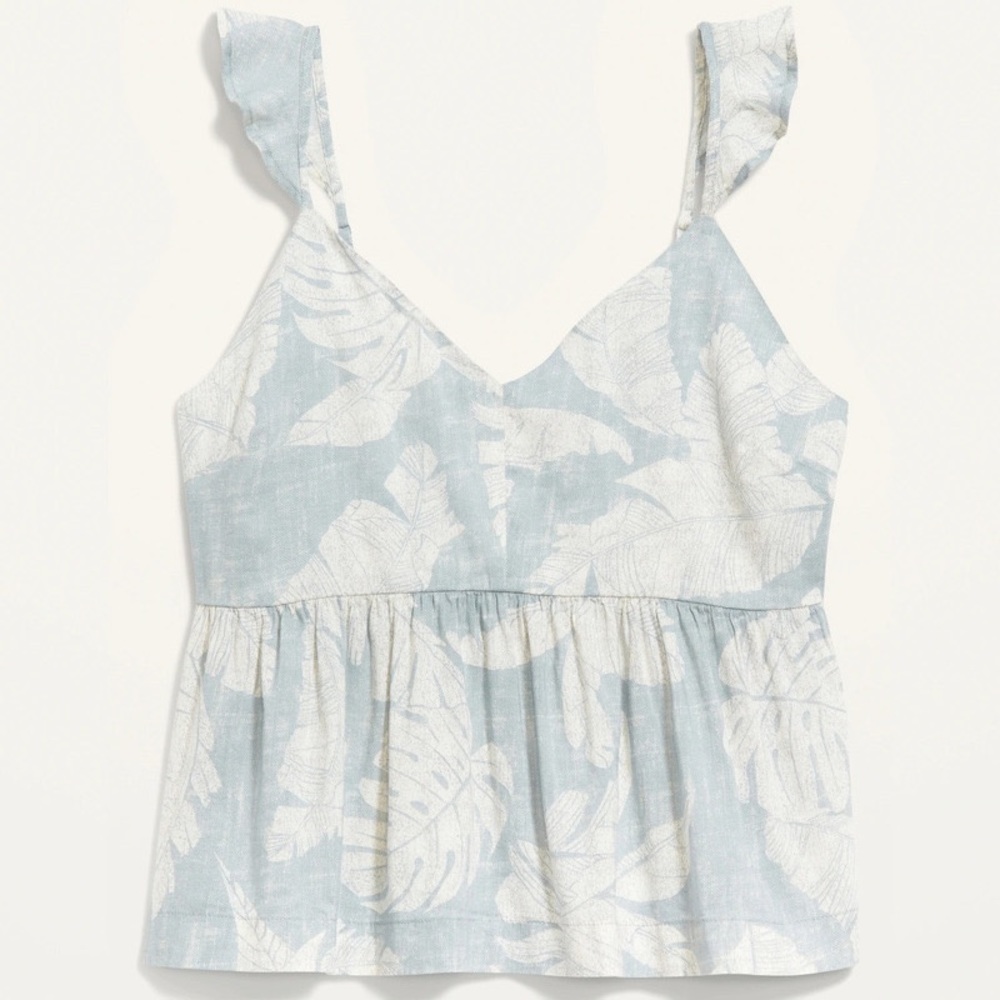 Flutter Sleeve Cami Medium Print Printed Camisole Summer Top Vacay Vacation M